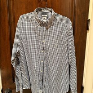 Lacoste Men's Black and White Gingham checkered button-up Dress Shirt - S/M